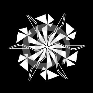 Abstract snowflake isolated on black background vector illustration