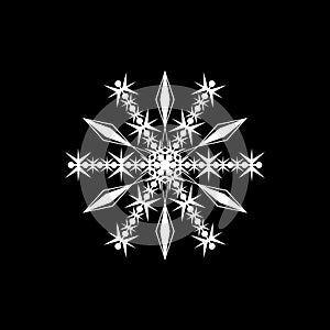 Abstract snowflake isolated on black background vector illustration