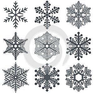 Abstract snowflake shapes vector set