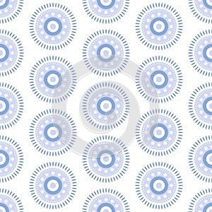 Abstract snowflakes seamless pattern. geometric snowflake on blue background.