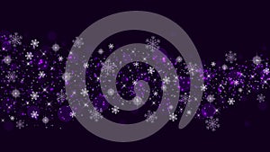 Abstract Snowflakes, Sparkles and Bokeh in Dark Purple Background