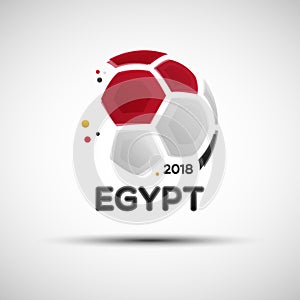 Abstract soccer ball with Egyptian national flag colors