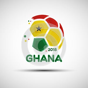 Abstract soccer ball with Ghanaian national flag colors
