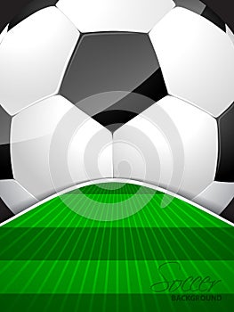 Abstract soccer brochure with ball and bursting field