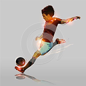 Abstract soccer hard shooting