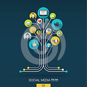 Abstract social media background. Growth tree concept