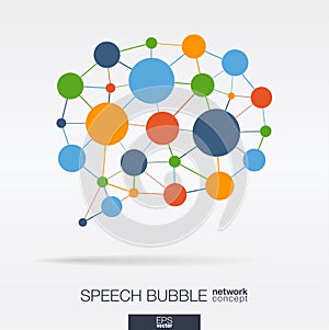 Abstract social media market background. Network, speech bubble message graphic design idea. Dialog quote balloon