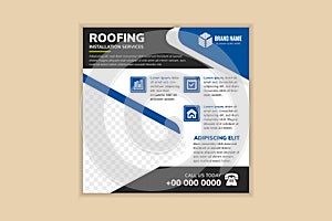 abstract social media post banner template design use headline is roofing installation services