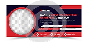 Abstract social media and web post cover banner template with circular image holder