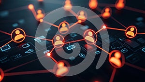 Abstract social network concept with glowing connections representing digital communication and interaction image evokes sense