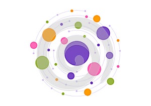 Abstract Social Network Vector Illustration with Polygonal Circles Shapes, Molecules Technology and Connecting Dots or Lines