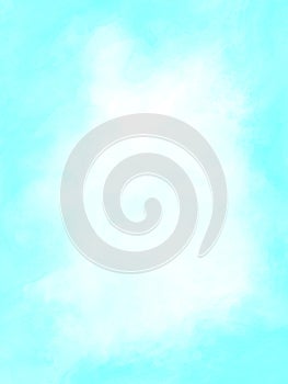 Abstract soft blue splashed background with puffy clouds