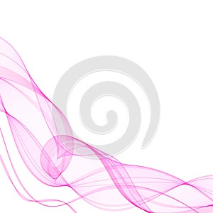 Abstract soft design pattern with pink wavy lines in elegant dynamic style on white background. Pink waves.