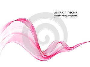 Abstract soft design pattern with pink wavy lines in elegant dynamic style on white background. Pink waves.