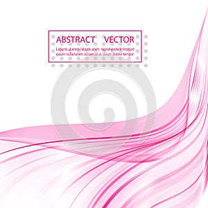 Abstract soft design pattern with pink wavy lines in elegant dynamic style on white background. Pink waves.