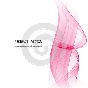 Abstract soft design pattern with pink wavy lines in elegant dynamic style on white background. Pink waves.