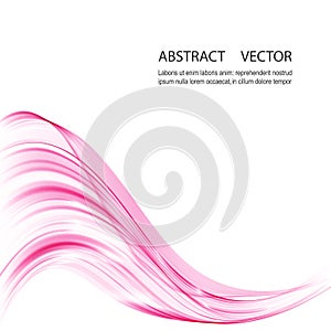 Abstract soft design pattern with pink wavy lines in elegant dynamic style on white background. Pink waves.