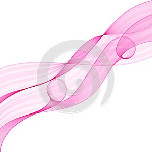 Abstract soft design pattern with pink wavy lines in elegant dynamic style on white background. Pink waves.