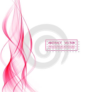 Abstract soft design pattern with pink wavy lines in elegant dynamic style on white background. Pink waves.