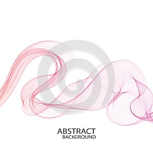 Abstract soft smooth design template with pink wavy lines in elegant dynamic style on white background. Vector