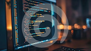 abstract software development background with programming code design