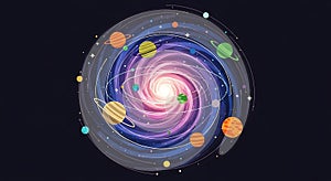 Abstract Solar System Illustration