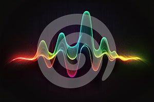 Abstract sound wave design on black background. Equalizer effect in neon colors. Generative AI