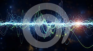 Abstract Sound Waveform Visualization Digital Music Equalizer, Spectrum Analyzer, Data Flow Background