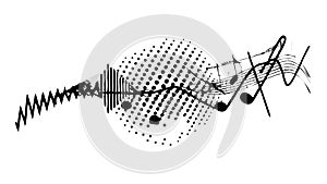 Abstract Sound Waves: Dynamic Audio Visualizer Vector, vector design Generative AI