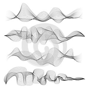 Abstract sound waves isolated on white background. Digital music signal soundwave shapes vector illustration