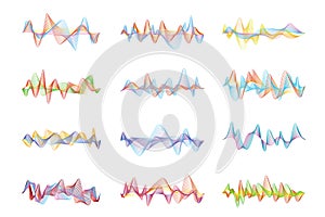 Abstract sound waves. Voice or music digital visualizations for equalizer panels