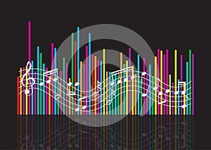 Abstract soundwaves background with music notes