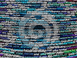 Abstract source code background, Big data database app, Computer code, Lines of HTML code by programmer, active online data
