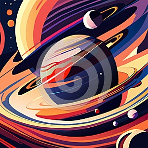 Abstract space background with planets, stars and nebula. Vector illustration AI Generated