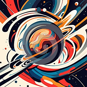 Abstract space background with planets, stars and nebula. Vector illustration AI Generated