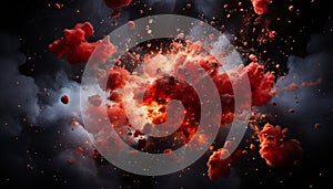 Abstract space exploding in a galaxy night, cloud sky nebula generated by AI