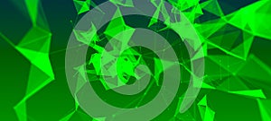 Abstract space. Futuristic triangular background. Connection dots and lines structure. 3d rendering