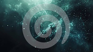 Abstract Space Nebula Background - Cyan Galaxy With Stars & Clouds