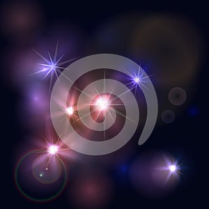Abstract space with sparkle star background. Glowing effect of night sky. Vector illustration.