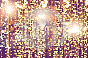 Sparkling bokeh light of festive party for holiday, glitter christmas lights background