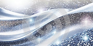 Abstract sparkling silver glitter wave background