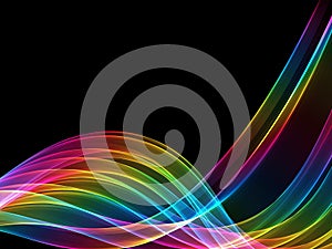 Abstract spectrum colors light waves on black background