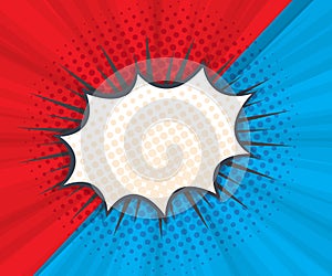 Abstract speech bubble with red and blue background