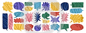 Abstract Speech Bubbles set of various shapes, bubble stars, rectangular, round and geometric Speech Bubbles with a