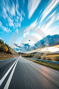 Abstract speed background with blue sky