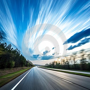 Abstract speed background with blue sky
