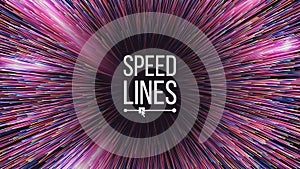 Abstract Speed Lines Vector. Motion Effect. Motion Background. Glowing Neon Composition. Illustration
