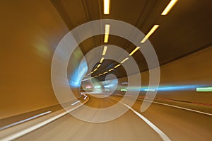 Abstract speed motion in urban highway road tunnel