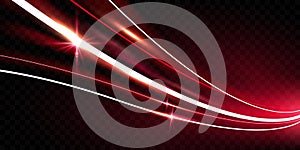 Abstract speed red line background poster with dynamic. light effect png. technology network Vector