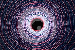 Abstract speed tunnel warp in space, wormhole or black hole, scene of overcoming the temporary space in cosmos. 3d